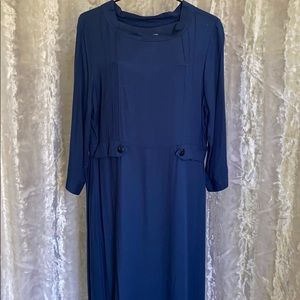 FLAX Lagenlook Blue Rayon 1920’s Style Dress sz S